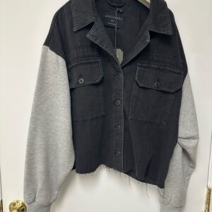 All Saints Black and Gray Jean Jacket
